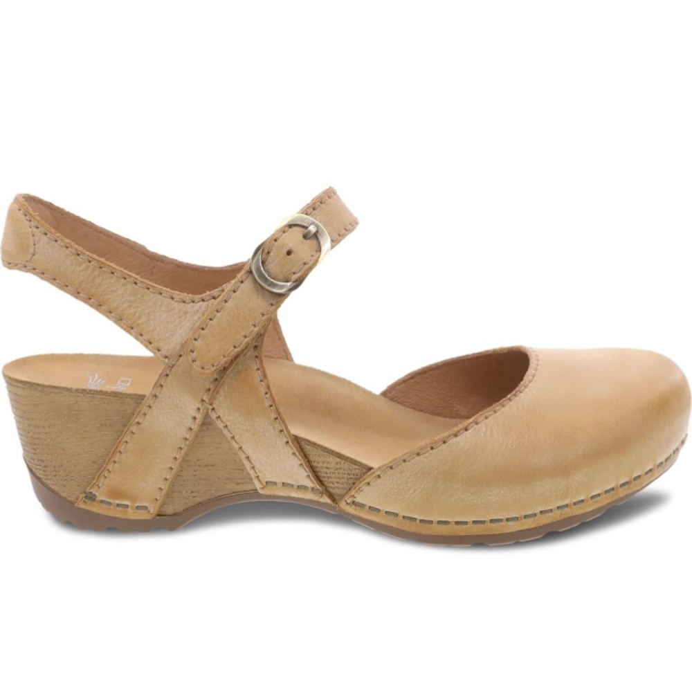 Dansko Tiffani Women's Sandals, Tan Milled Burnished, W38 (Size 7.5-8) NWT
